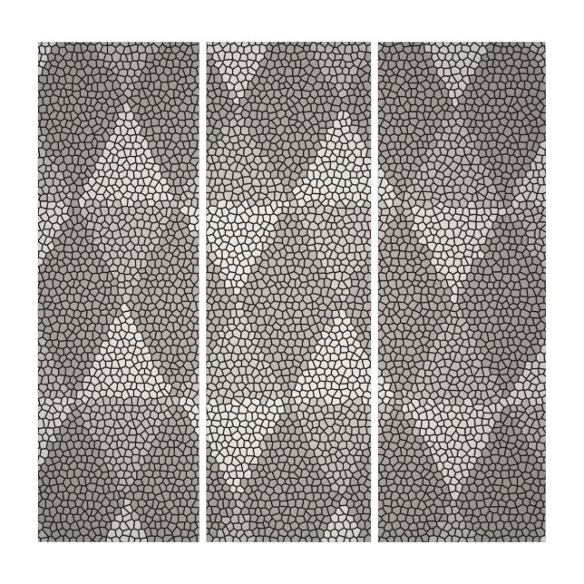 Stained Glass Silver Diamond Pattern Triptych (Front)
