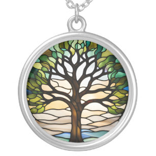 Stained Glass  Silver Plated Necklace