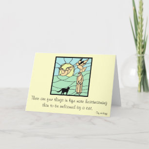 Stained glass: Sister Seraphim with cat and birds Letterpress Thank You Card
