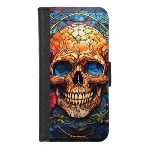 Stained Glass Skeleton Design iPhone 87 Wallet Case