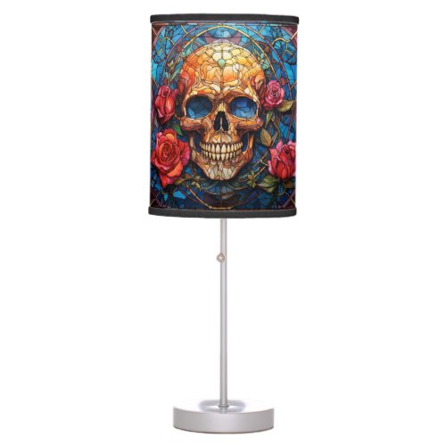 Stained Glass Skeleton Design Table Lamp