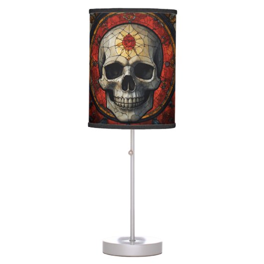 Stained Glass Skull Design Table Lamp (Front)