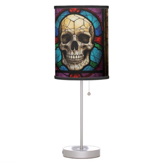 Stained Glass Skull Design Table Lamp (Left)