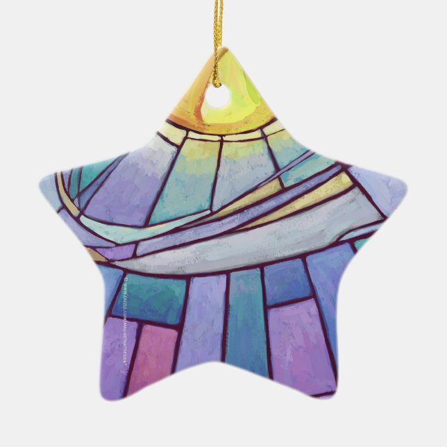 Stained Glass Sky Ceramic Ornament (Front)