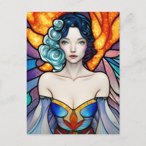 Stained Glass Snow White Portrait Postcard