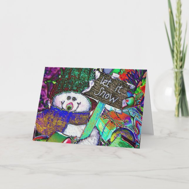 Stained glass Snowman Holiday Card (Front)