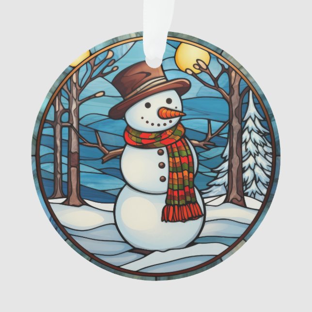 Stained Glass Snowman Ornament (Front)