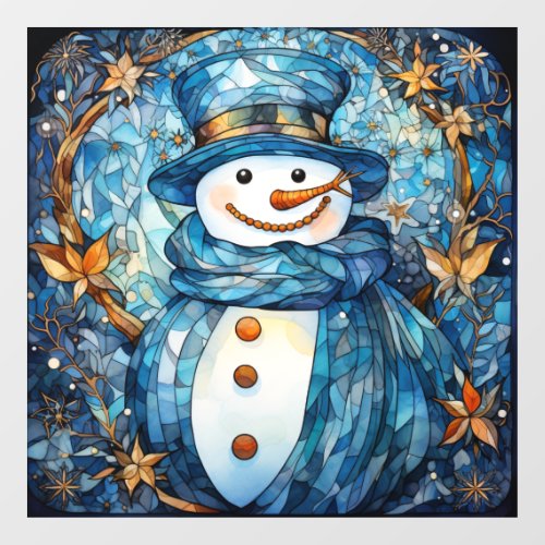 Stained Glass Snowman Window Cling