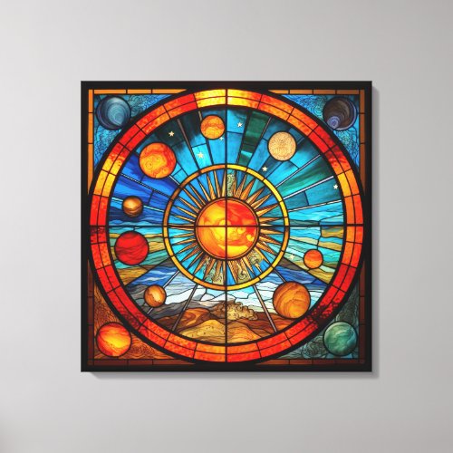 Stained Glass Solar System Canvas Art