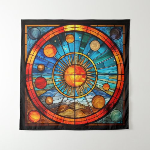 Stained Glass Solar System Tapestry