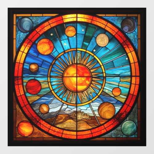 Stained Glass Solar System Window Cling