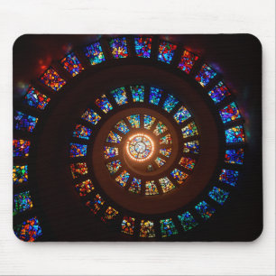 Stained Glass Spiral Window Mouse Pad