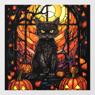 Stained Glass Spooky Black Cat Window Cling