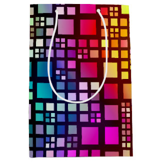 stained glass squares - vibrant rainbow : medium gift bag