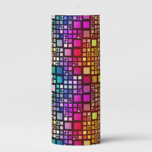 stained glass squares - vibrant rainbow :  pillar candle