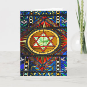 Stained Glass Star of David Greeting Card