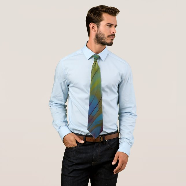Stained Glass Stripes AI Abstract Art   Neck Tie (In Situ)