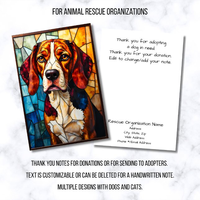 Stained Glass Style Animal Rescue Organization Thank You Card (Creator Uploaded)