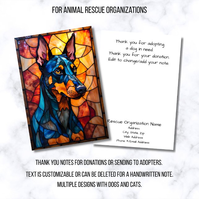 Stained Glass Style Animal Rescue Organization Thank You Card (Creator Uploaded)