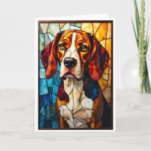 Stained Glass Style Beagle Hound Dog Card
