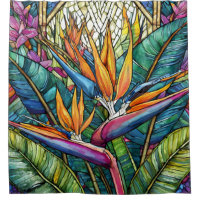 Stained glass style bird of paradise