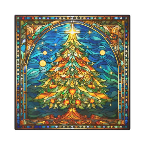 Stained Glass Style Christmas Tree Metal Wall Art
