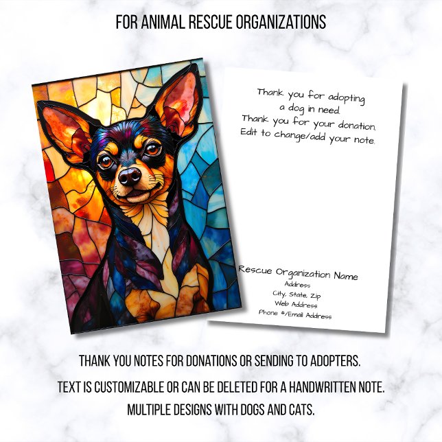 Stained Glass Style Dog Rescue Organization Thank You Card (Creator Uploaded)