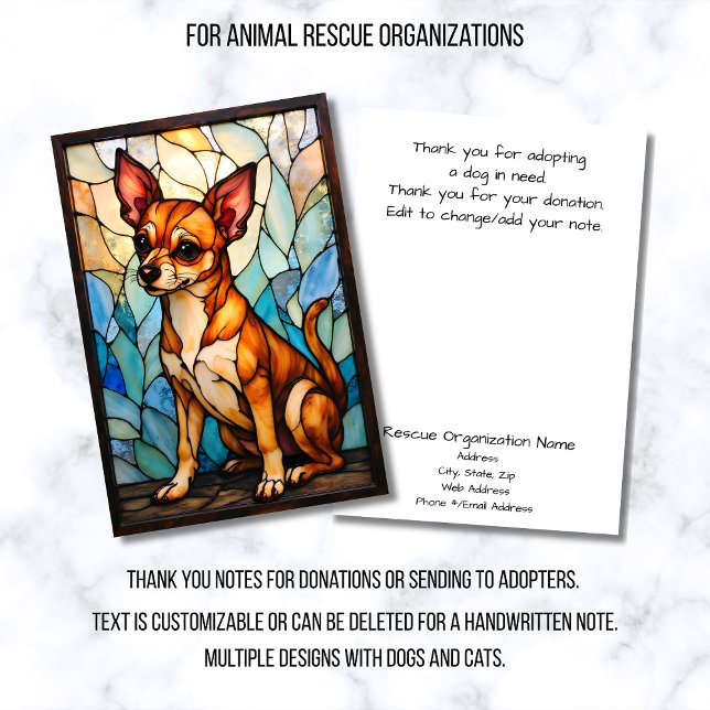 Stained Glass Style Dog Rescue Organization Thank You Card (Creator Uploaded)