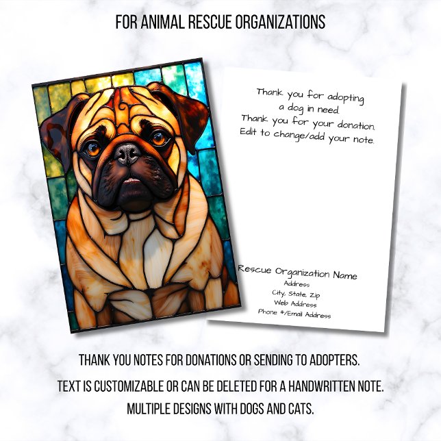 Stained Glass Style Dog Rescue Organization Thank You Card (Creator Uploaded)