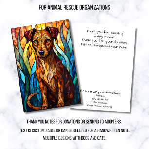 Stained Glass Style Dog Rescue Organization Thank You Card