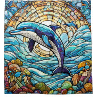 Stained glass style dolphin