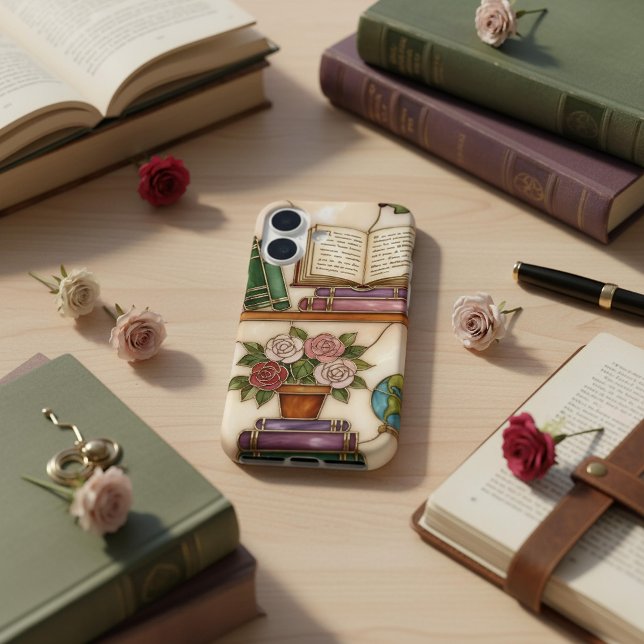 Stained-Glass Style Floral Bookshelf Book Lover  Case-Mate iPhone Case (Creator Uploaded)