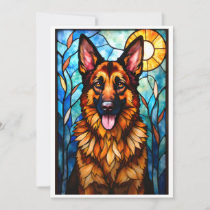 Stained Glass Style German Shepherd Dog Card