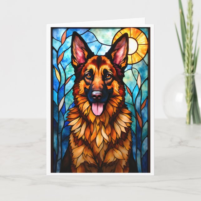 Stained Glass Style German Shepherd Dog Card (Front)