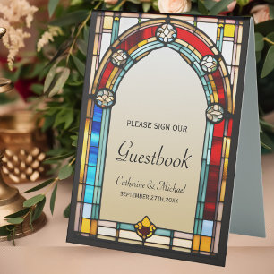 Stained Glass Style Guestbook Sign Unique Wedding