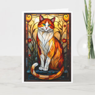 Stained Glass Style Handsome Orange Cat Card