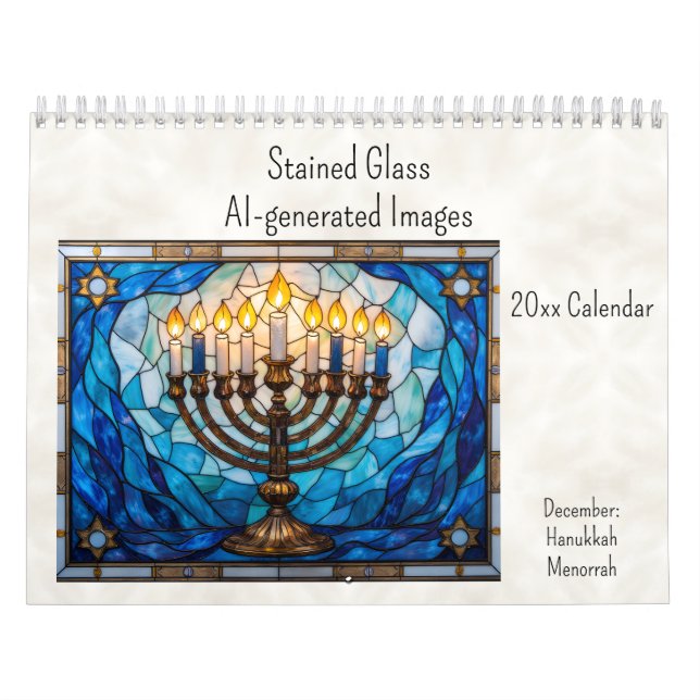 Stained Glass Style Hanukkah Theme for December Calendar (Cover)