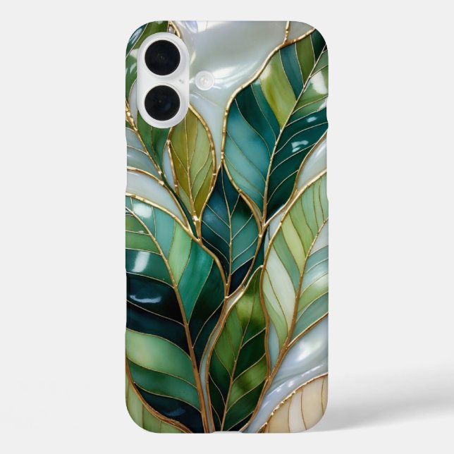 Stained Glass Style Leaf Aesthetic Phone Case (Back)