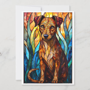 Stained Glass Style Mixed Breed Dog Flat Card