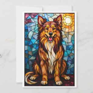 Stained Glass Style Mixed Breed Dog Flat Card