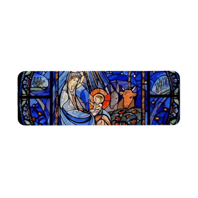 Stained Glass Style Nativity Label (Front)