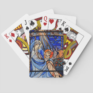 Stained Glass Style Nativity Poker Cards