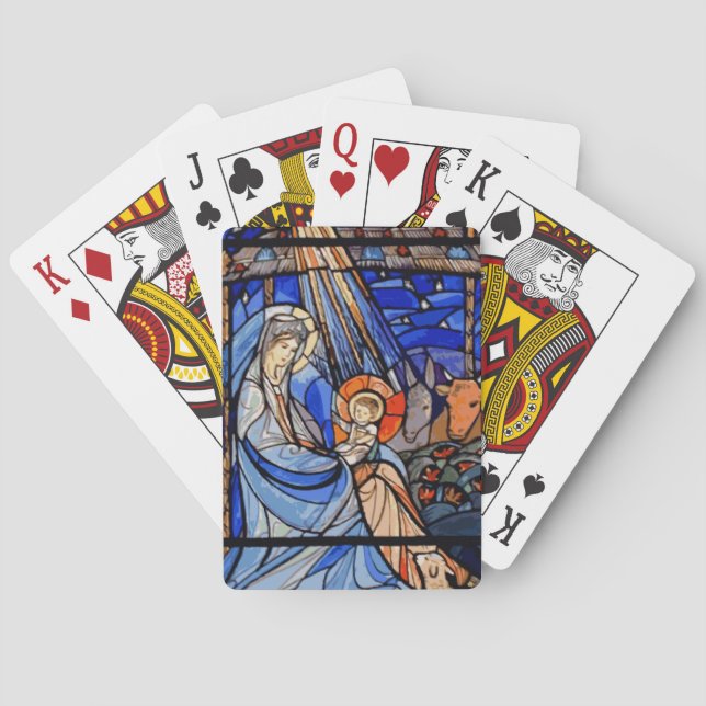 Stained Glass Style Nativity Poker Cards (Back)