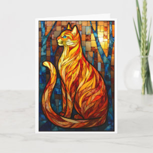 Stained Glass Style Orange Cat  Card