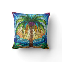 Stained Glass Style Palm Tree Art