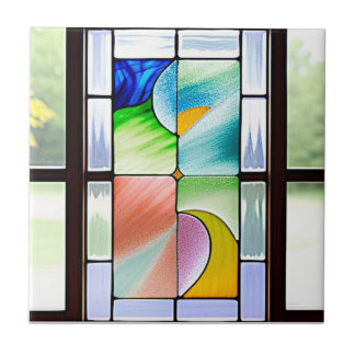 Stained glass style pattern ceramic tile