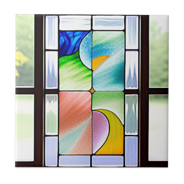 Stained glass style pattern ceramic tile (Front)