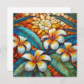 Stained glass style plumeria on orange (Front/Back)