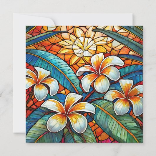 Stained glass style plumeria on orange (Front)
