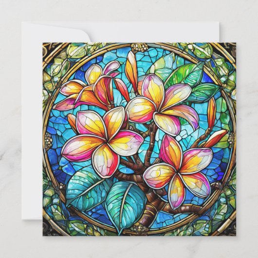Stained glass style plumeria on orange (Front)